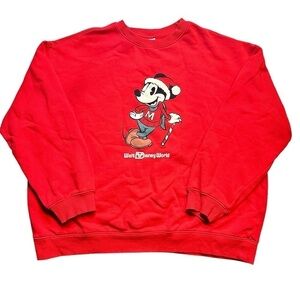 Disney Mickey Mouse Walt Disney World Red Graphic Pullover Sweatshirt Unisex 2XL